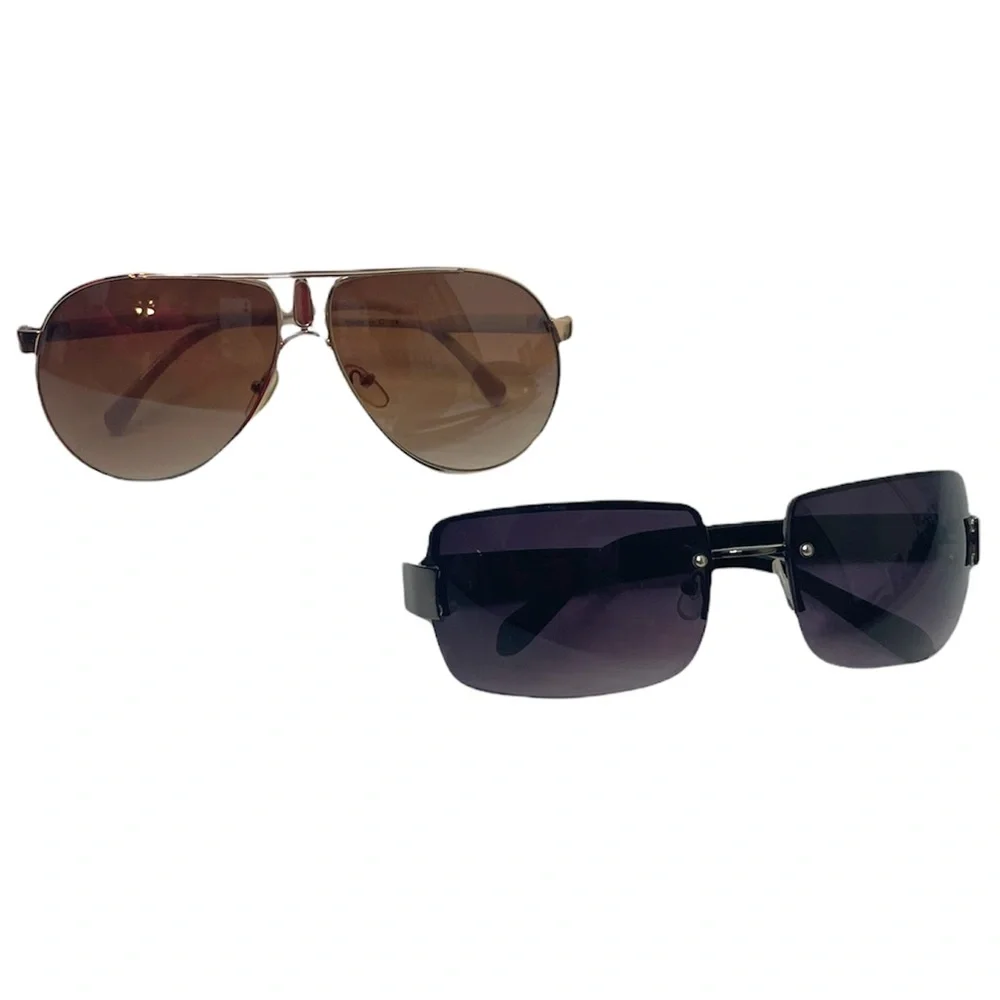 Aviator Sunglasses Black Classic Statement Unisex Mens Womens Fashion Set 2 Pair
